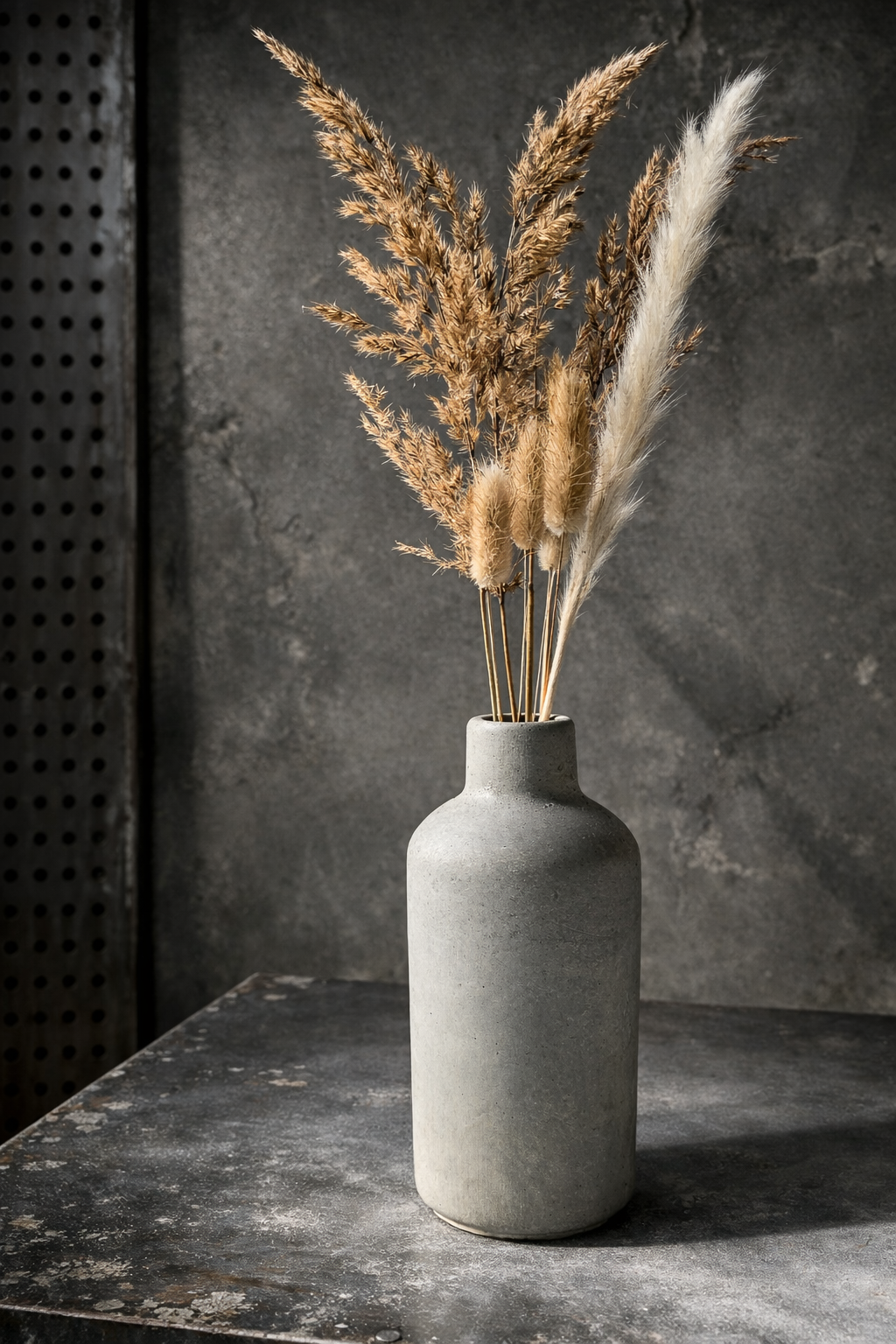 betono vaza industrinio stiliaus interjere