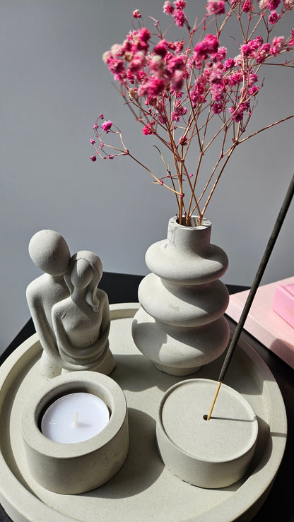 žvakidės, smilkalinės ir vazelės rinkinys dovanai vestuvių proga