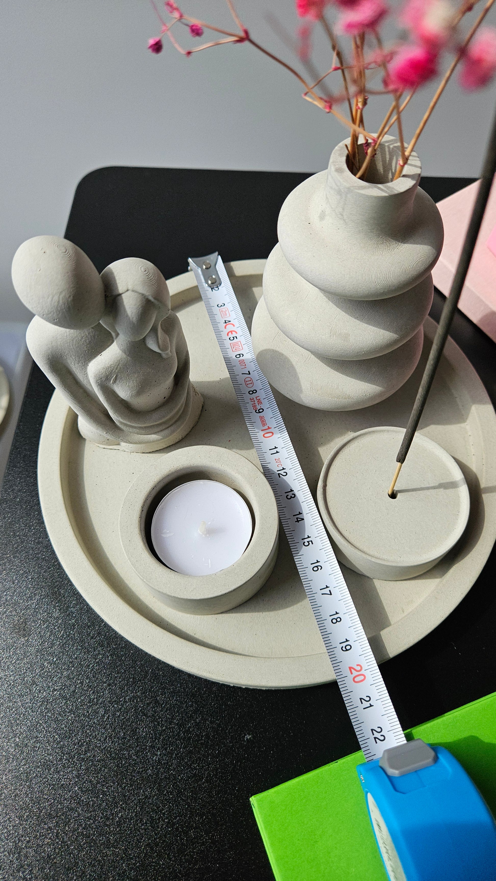 žvakidės, smilkalinės ir vazelės rinkinys dovanai dydis